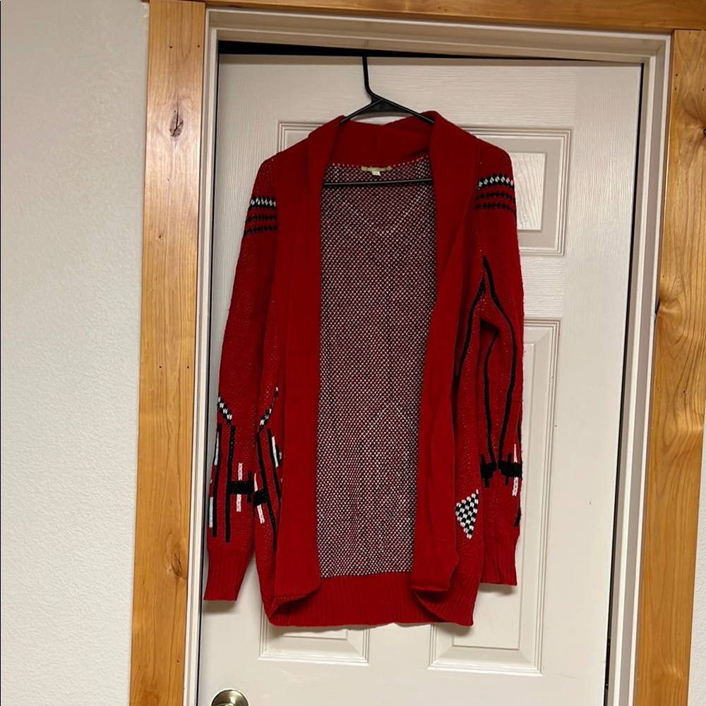 Red Open-Front Women's Sweater